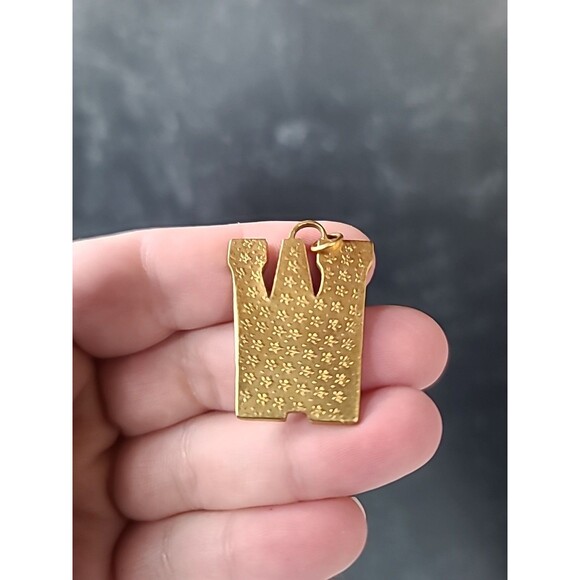 Cloisonne Floral Letter W Shaped Pendant Vintage - Picture 3 of 10